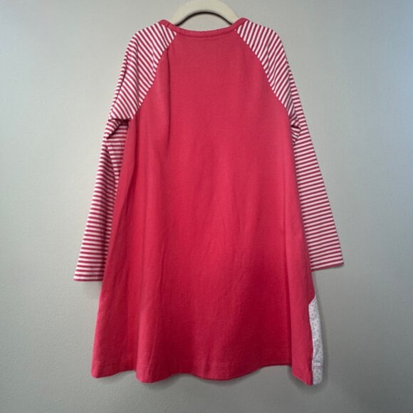 MINI BODEN Unicorn Applique Dress Girls 7-8 128cm Red Stripes Cotton Tunic Girl - Picture 2 of 7